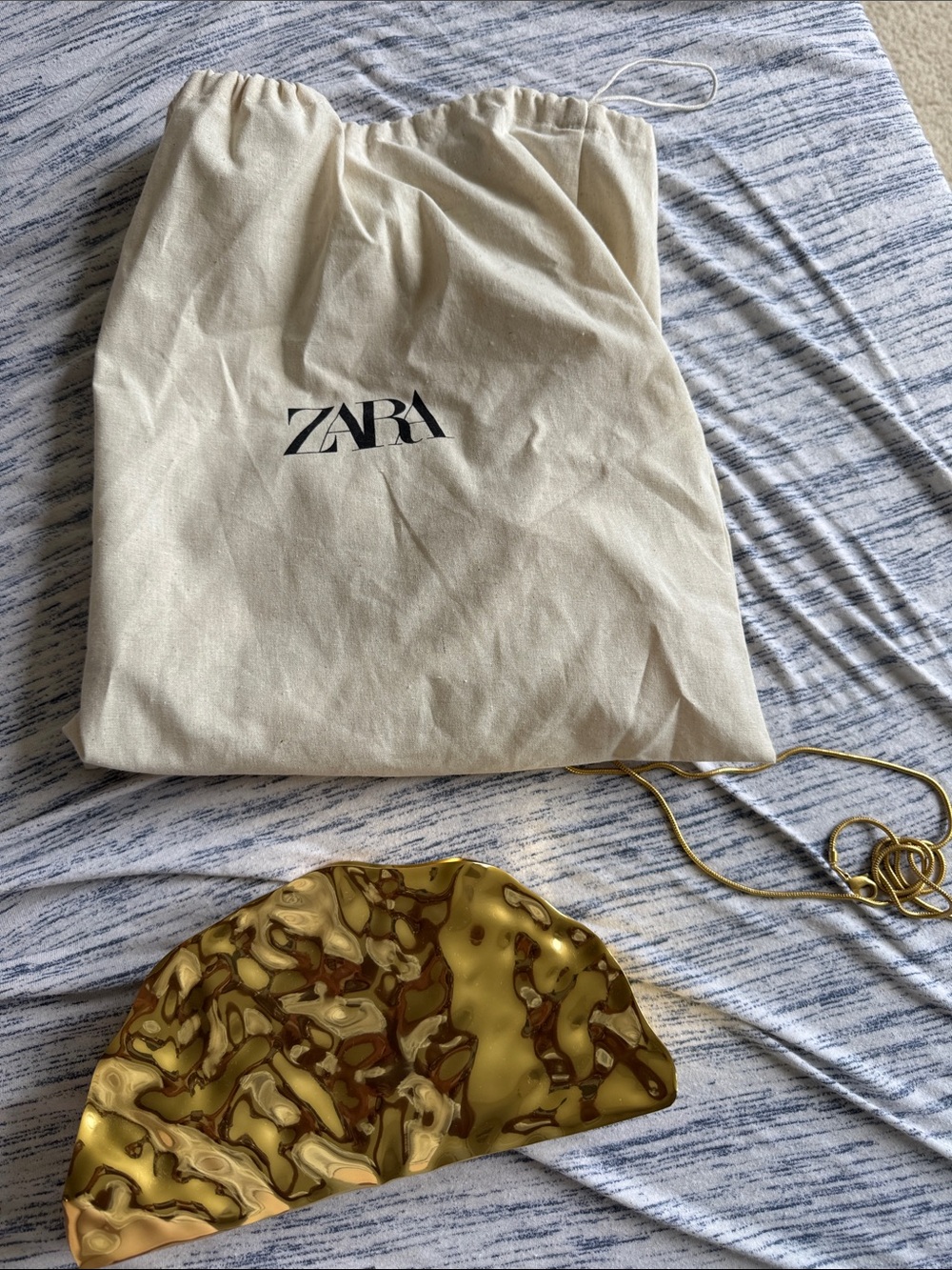 ZARA Gold Marbled Half-Moon Crossbody Bag